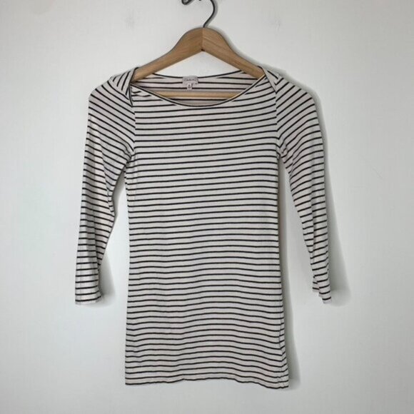 Aritzia Babaton Stripe T-shirt Top 3/4 Length sleeve Stretch Cotton Size XS - Picture 7 of 16
